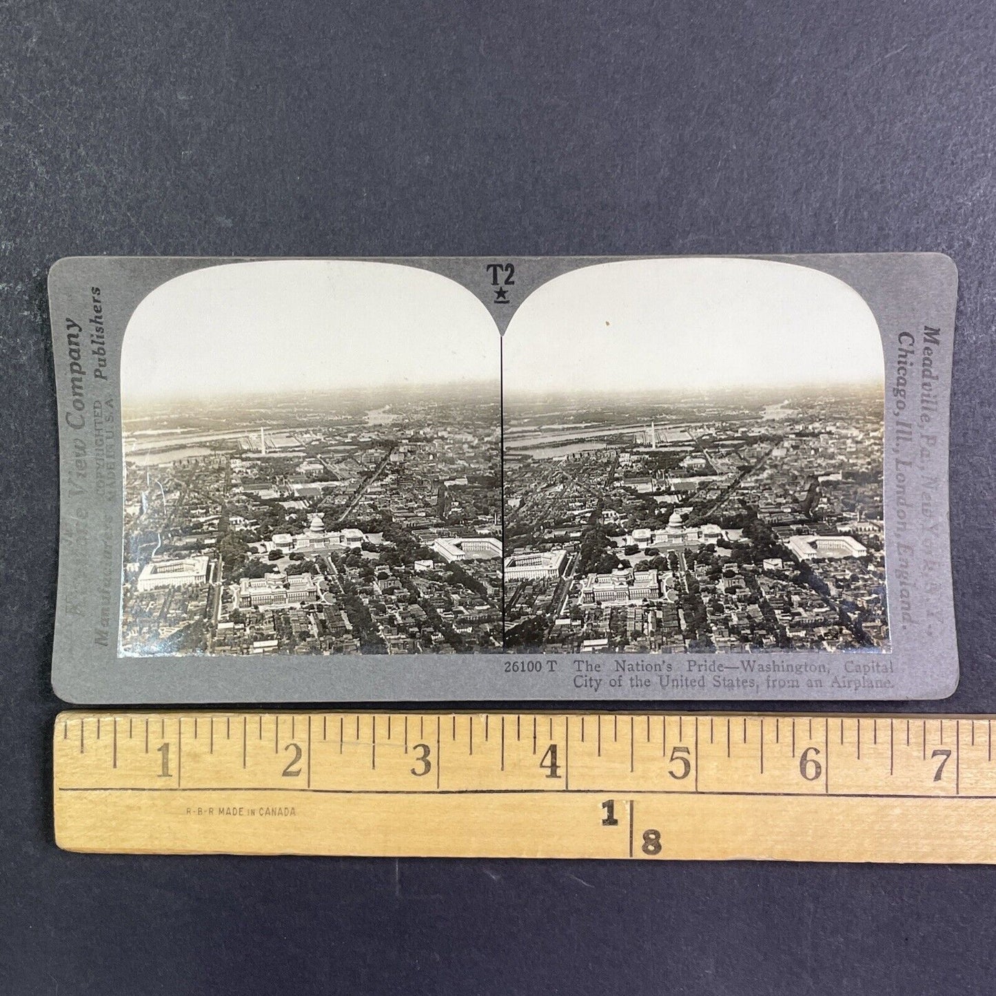 View of Washington D.C. from an Airplane Stereoview Antique c1920s Y1026