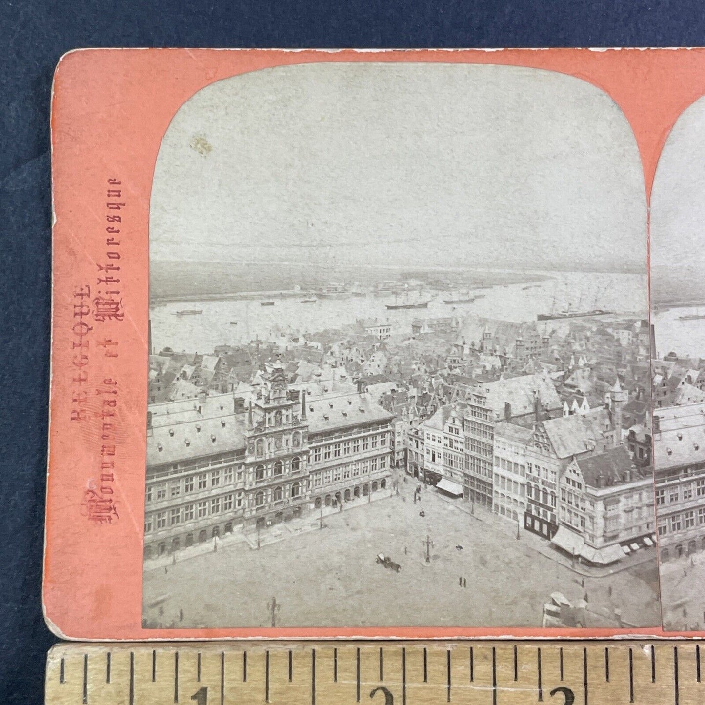 Antwerp Belgium City View Stereoview Antwerpen Antique c1868 X1592