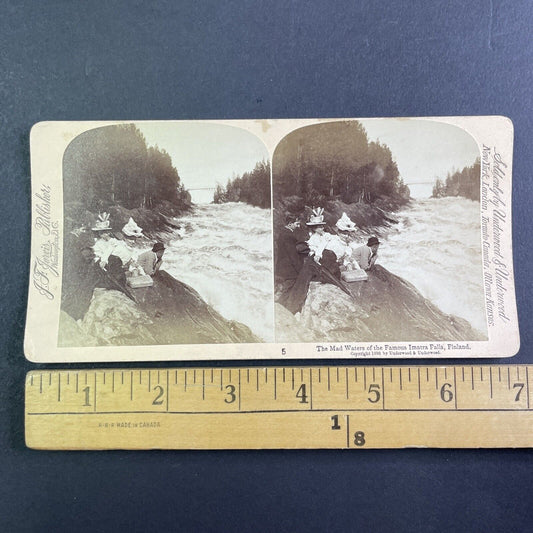 Imatrankoski Imatra River Rapids Finland Stereoview Antique c1898 X3295