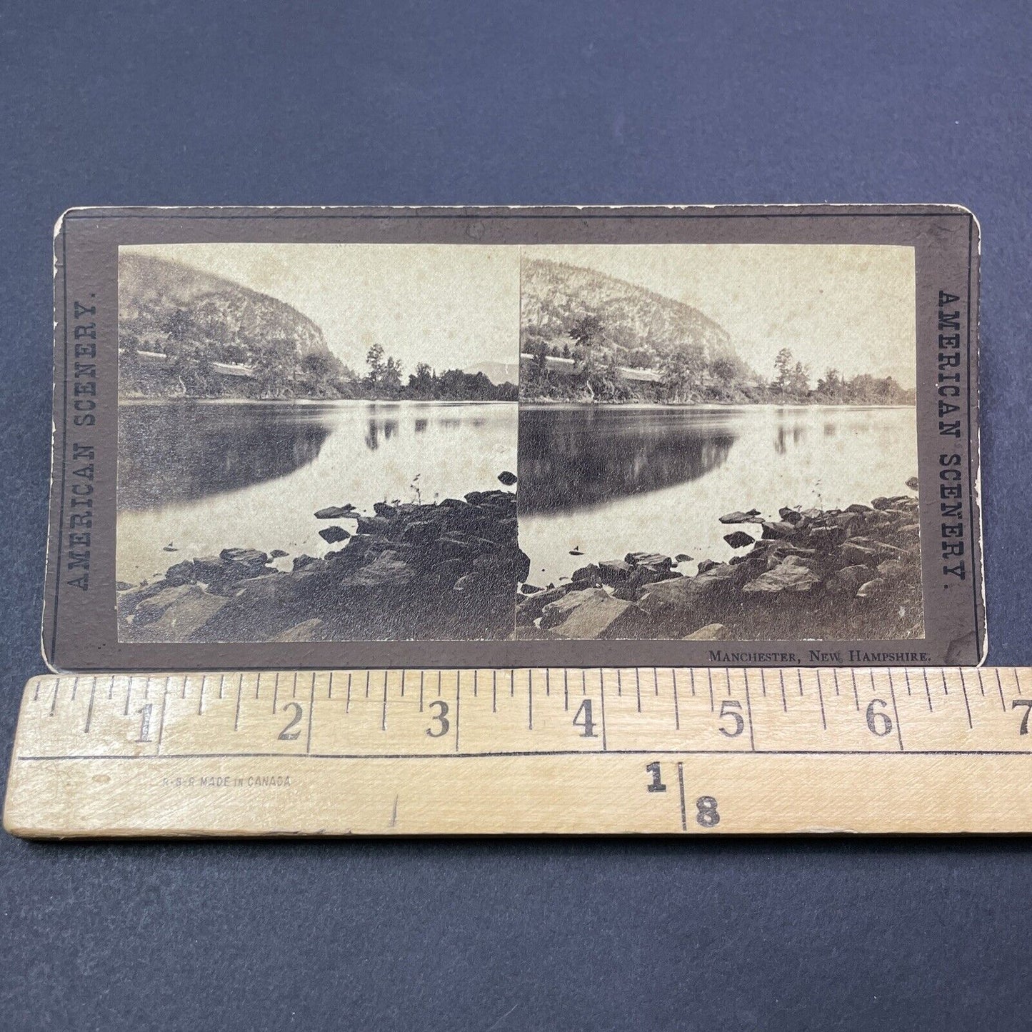 Antique 1870s Manchester New Hampshire Mountain River Stereoview Photo Card 1940