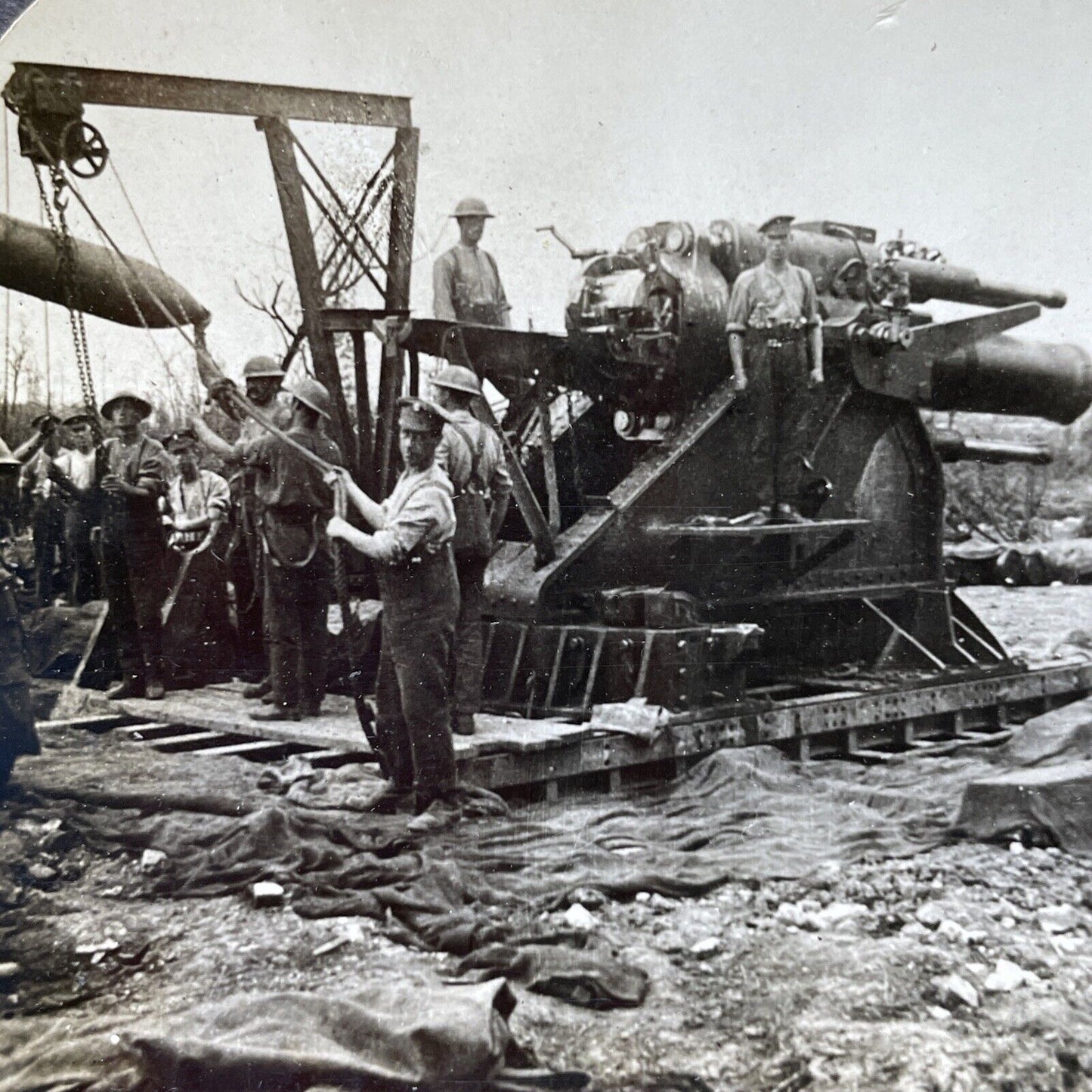 Antique 1916 British Artillery 15" Howitzer WW1 Stereoview Photo Card P2787