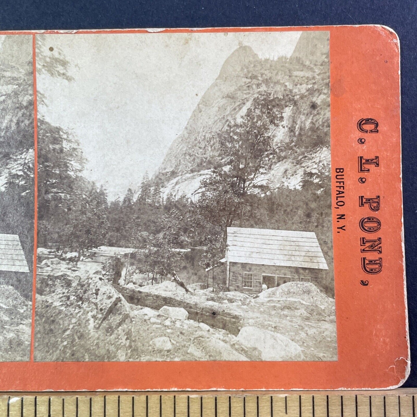 Mirror Lake Cabin Yosemite Yo-Semite CA Stereoview C.L. Pond Antique c1870 Y025