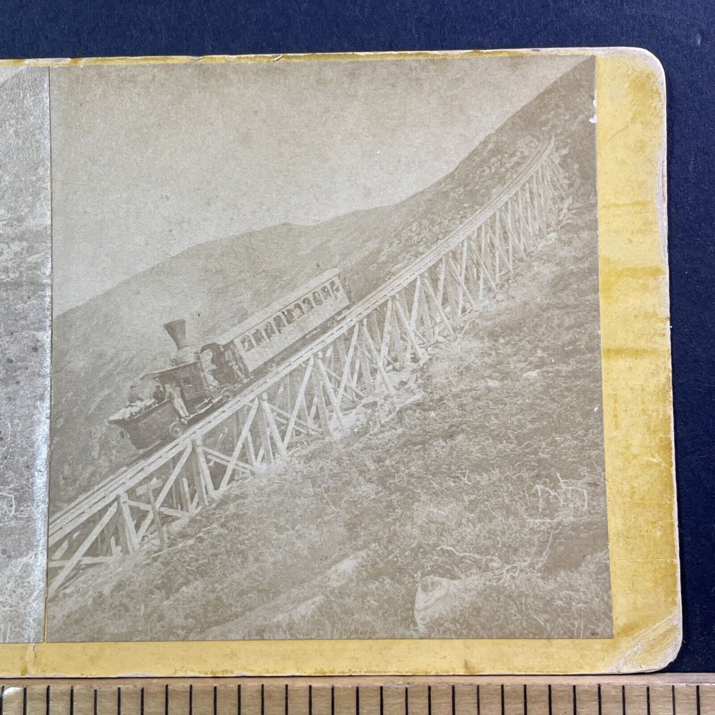 Mount Washington Railway Cog Train Stereoview SF Adams Photo Antique c1869 X1004