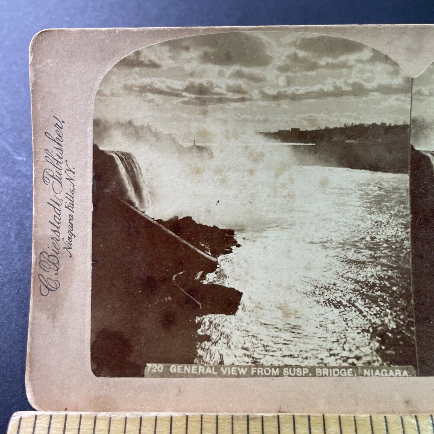 Antique 1880s Niagara Falls New York At Dusk Stereoview Photo Card P3305