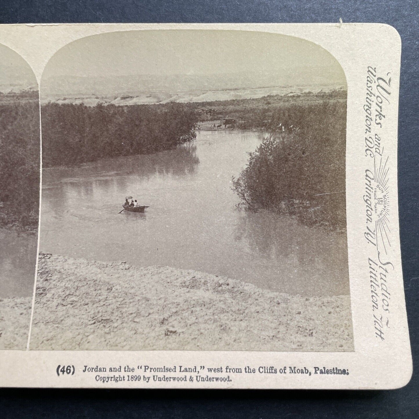 Antique 1899 The Jordan River Palestine Israel Stereoview Photo Card P1337