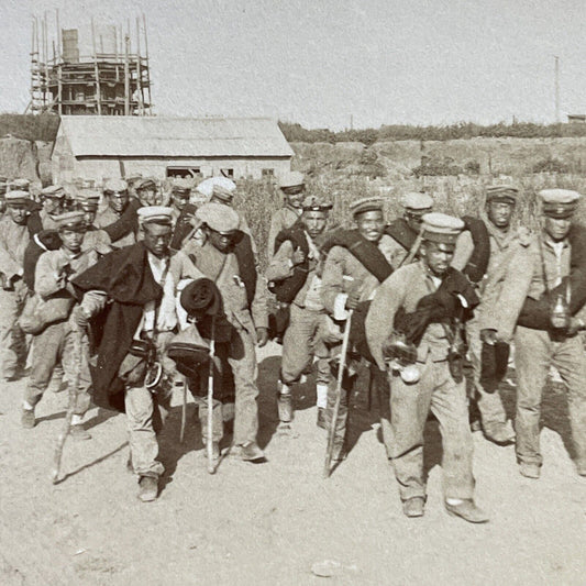 Antique 1904 Wounded Injured Japan Soldiers Troops Stereoview Photo Card P5613