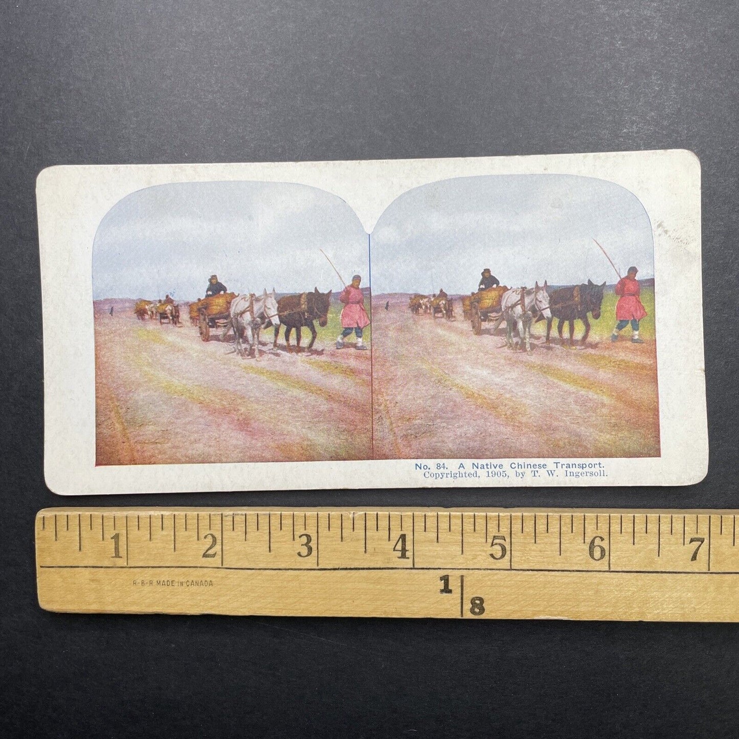 Antique 1905 Farmers In China Transport Soldiers Stereoview Photo Card P580-090