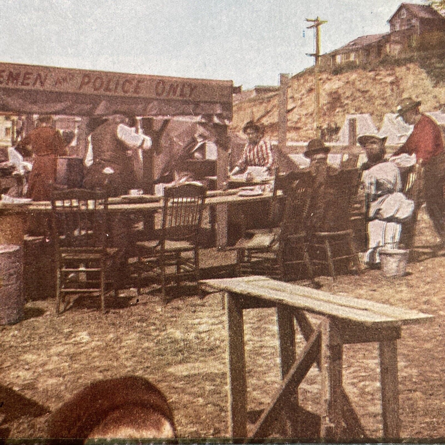 Antique 1910s San Francisco Earthquake Police Camp Stereoview Photo Card 2300-34