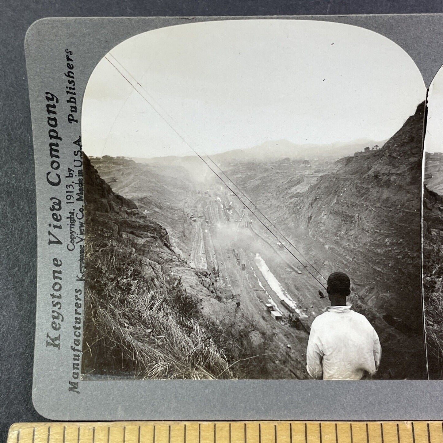 Deep Panama Canal Culebra Cut Excavation Stereoview Antique c1913 Y2825