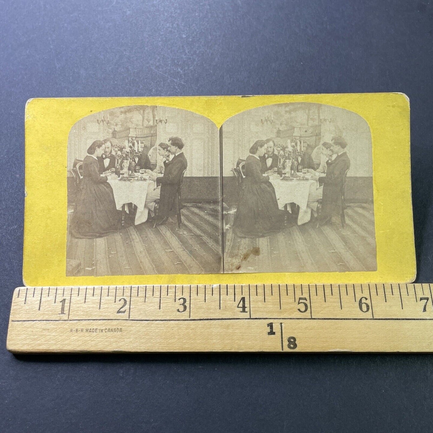 Antique 1860s Wealthy Family Sits For Lunch USA South Stereoview Photo Card 4012