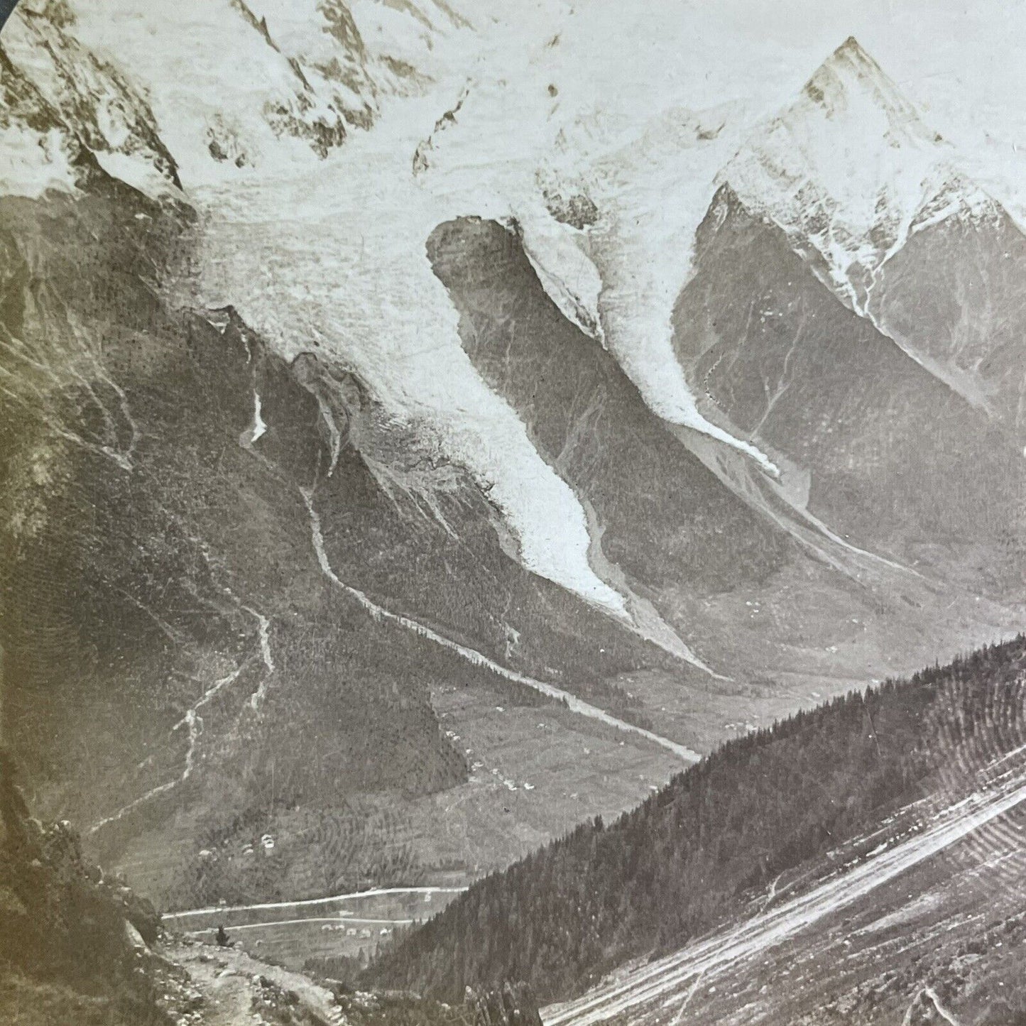 Antique 1900 Mont Blanc Glacial Avalanches France Stereoview Photo Card P2232