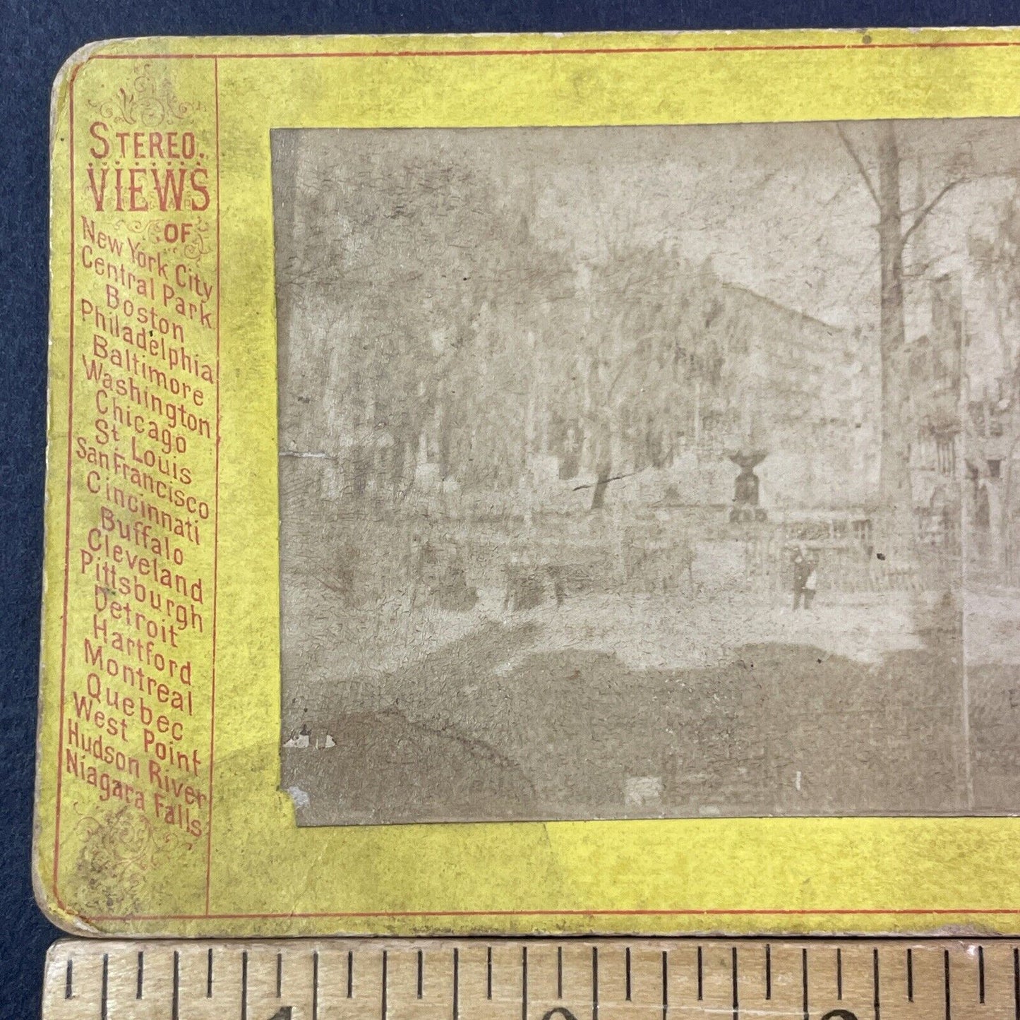 Bowling Green Park Stereoview Manhattan New York Antique c1875 X1289