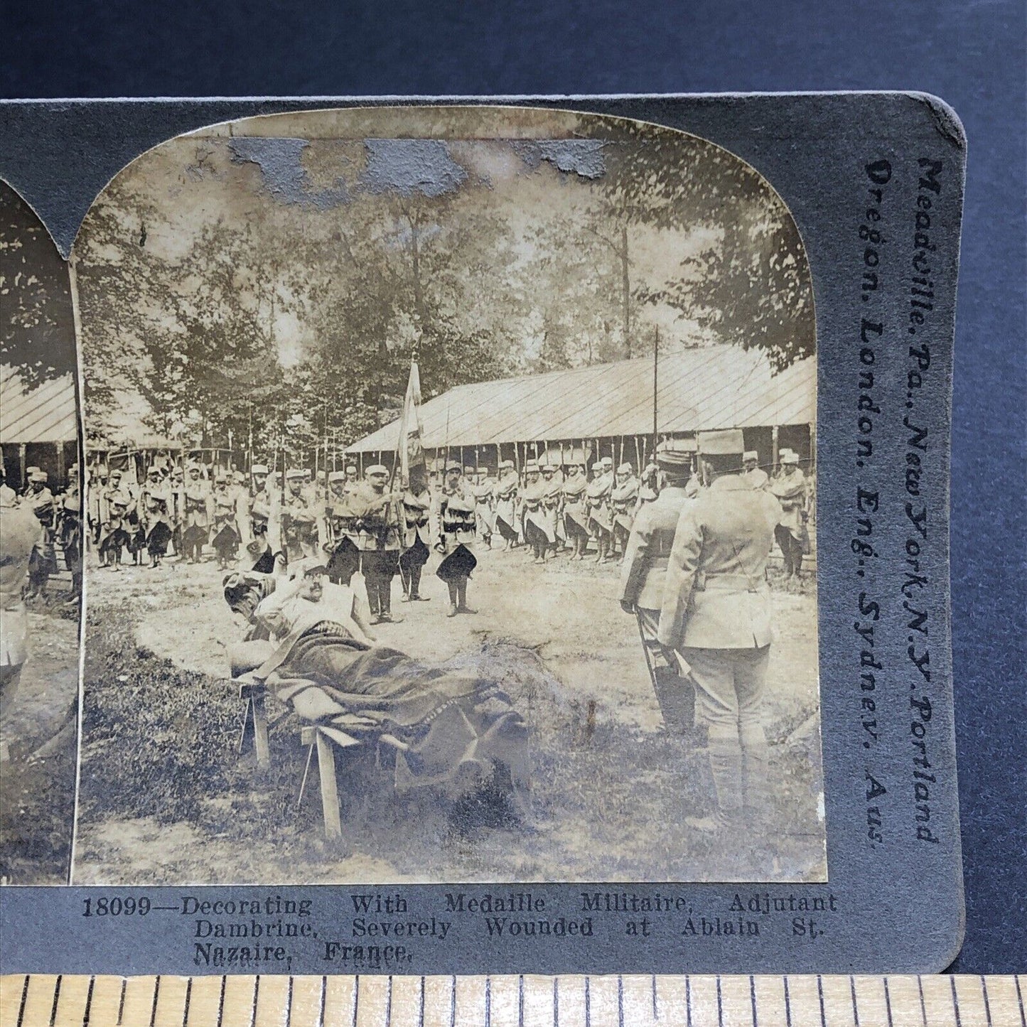 Antique 1916 Severely Wounded Soldiers France WW1 Stereoview Photo Card P2012