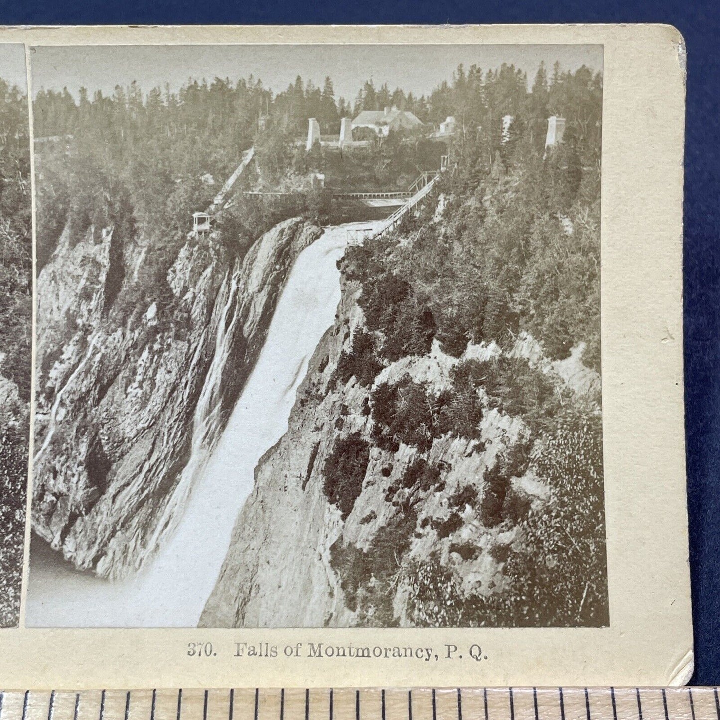 Antique 1880s Montmorency Falls Quebec City Canada Stereoview Photo Card V1977