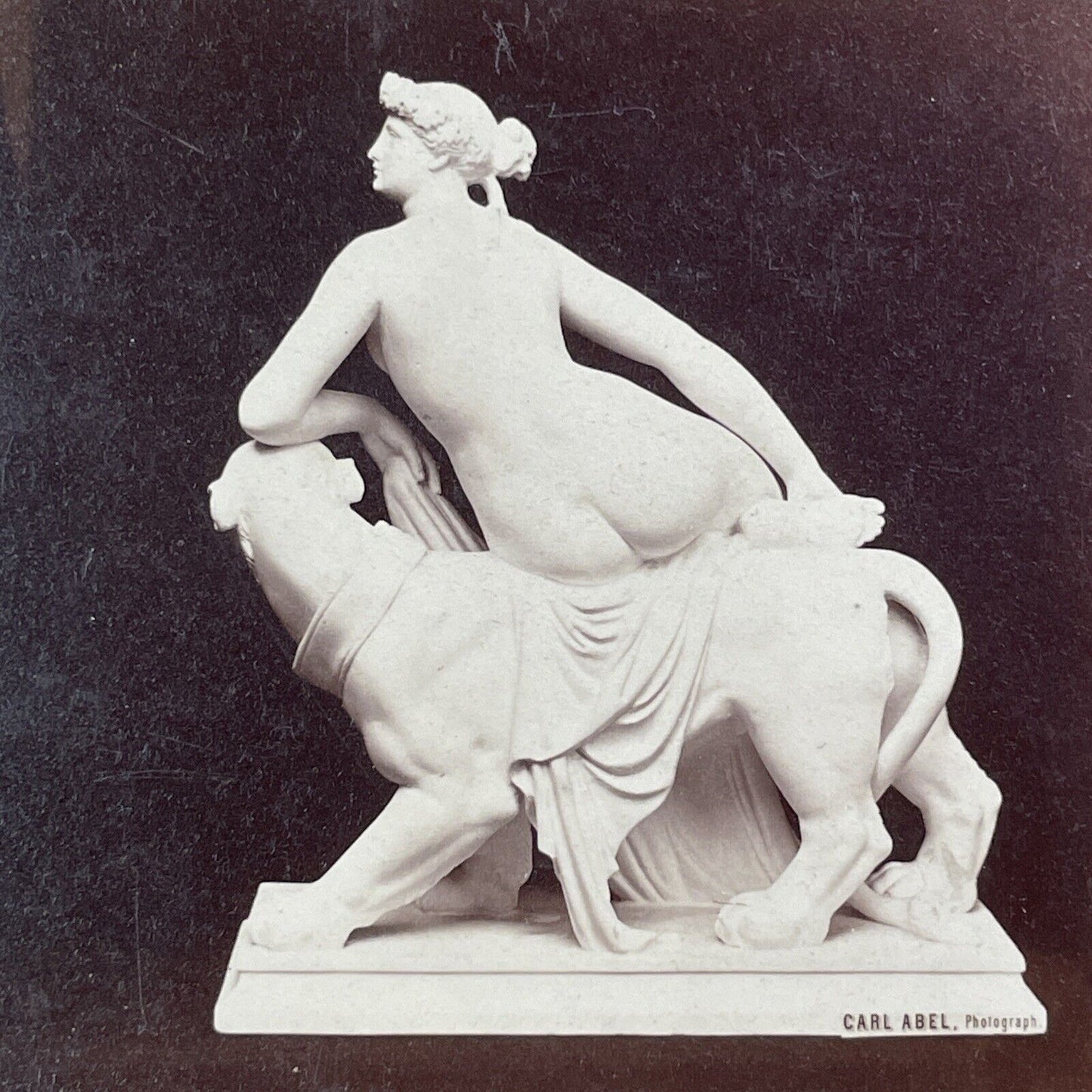 Sculpture of Ariadne (Rear View) Stereoview Carl Abel Antique c1860s Y014