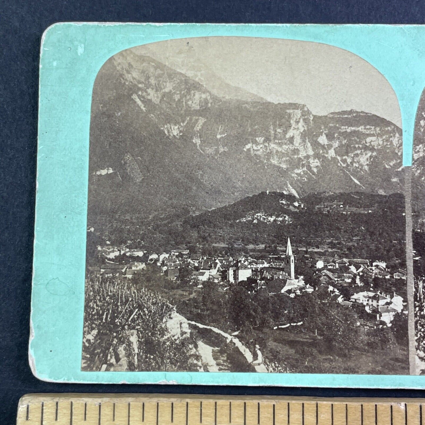 City Of Bex Switzerland Stereoview RARE EARLY PHOTO Antique c1855 X3671