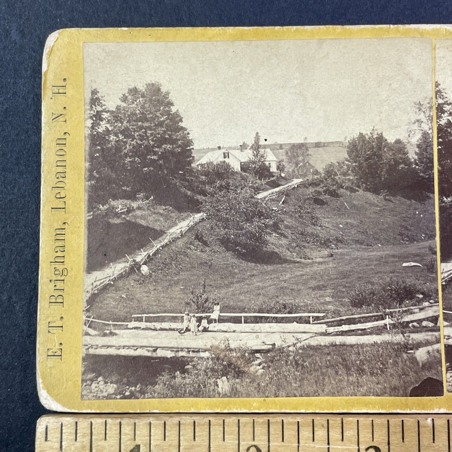 Meriden New Hampshire Stereoview Plainfield Photo Card Antique c1870 X904