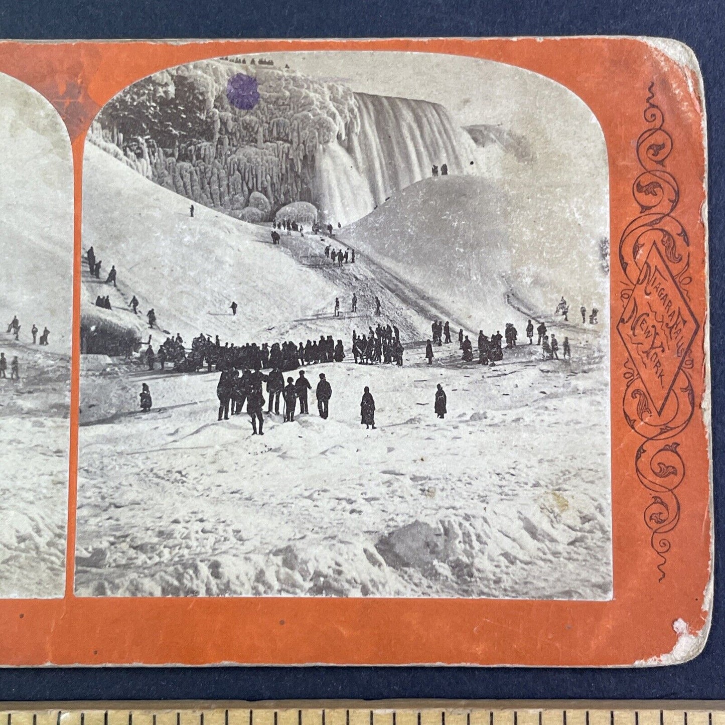 Niagara Falls Skiing and Sledding Stereoview George Curtis Antique c1870 Y2706