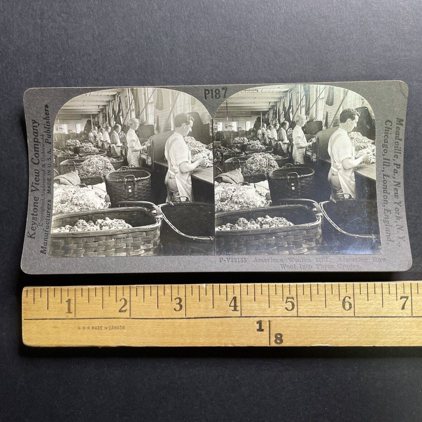 Antique 1909 Wool Factory In The United States Stereoview Photo Card P1780