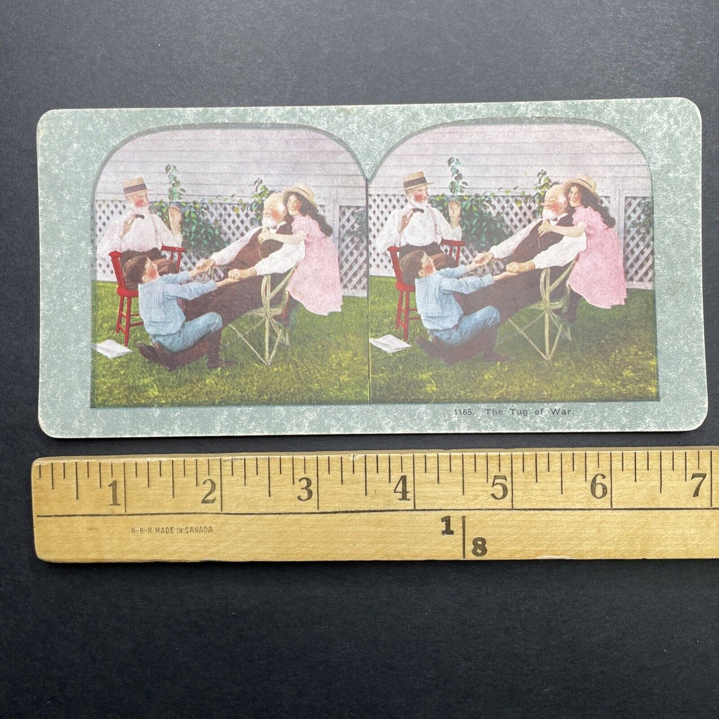 Antique 1898 Children Play With Grandfather Stereoview Photo Card P580-014