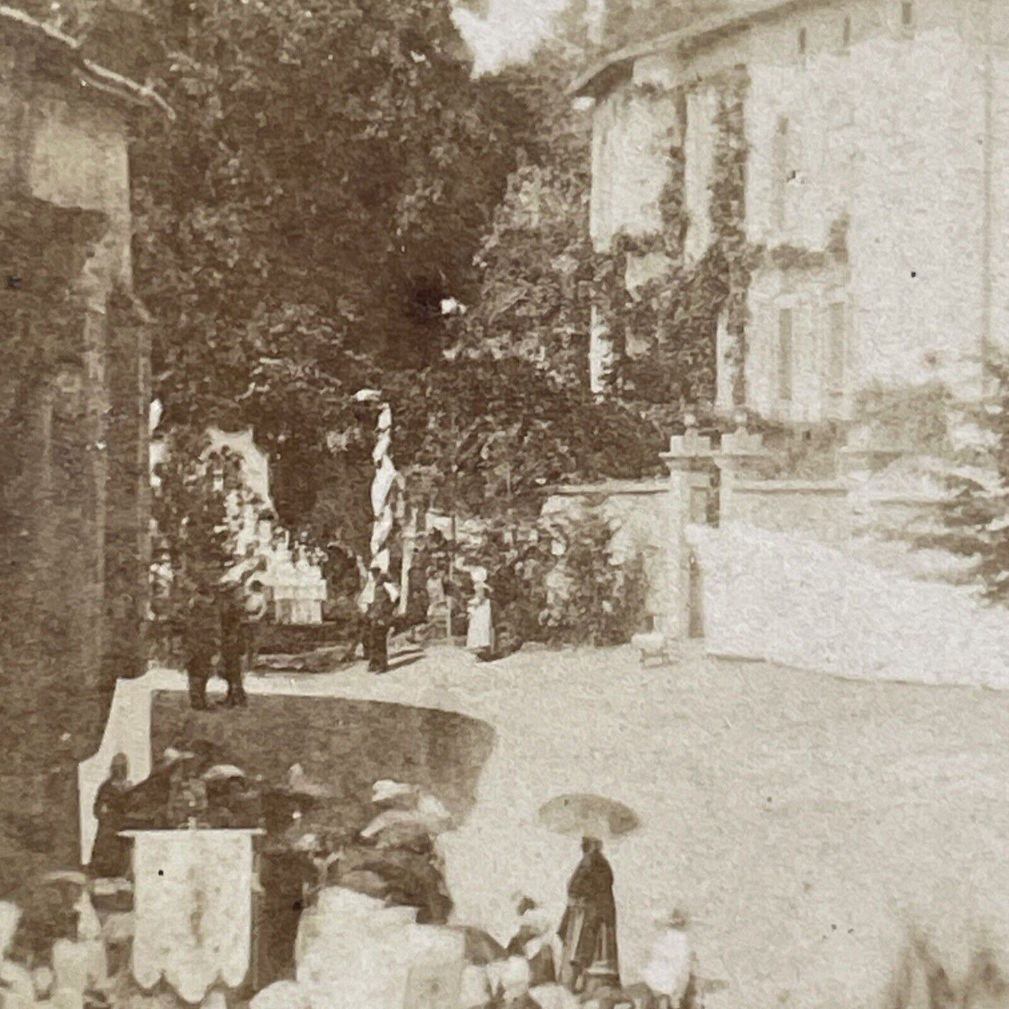 Funeral Procession For Maxence de Grassin Stereoview Antique c1876 X2481