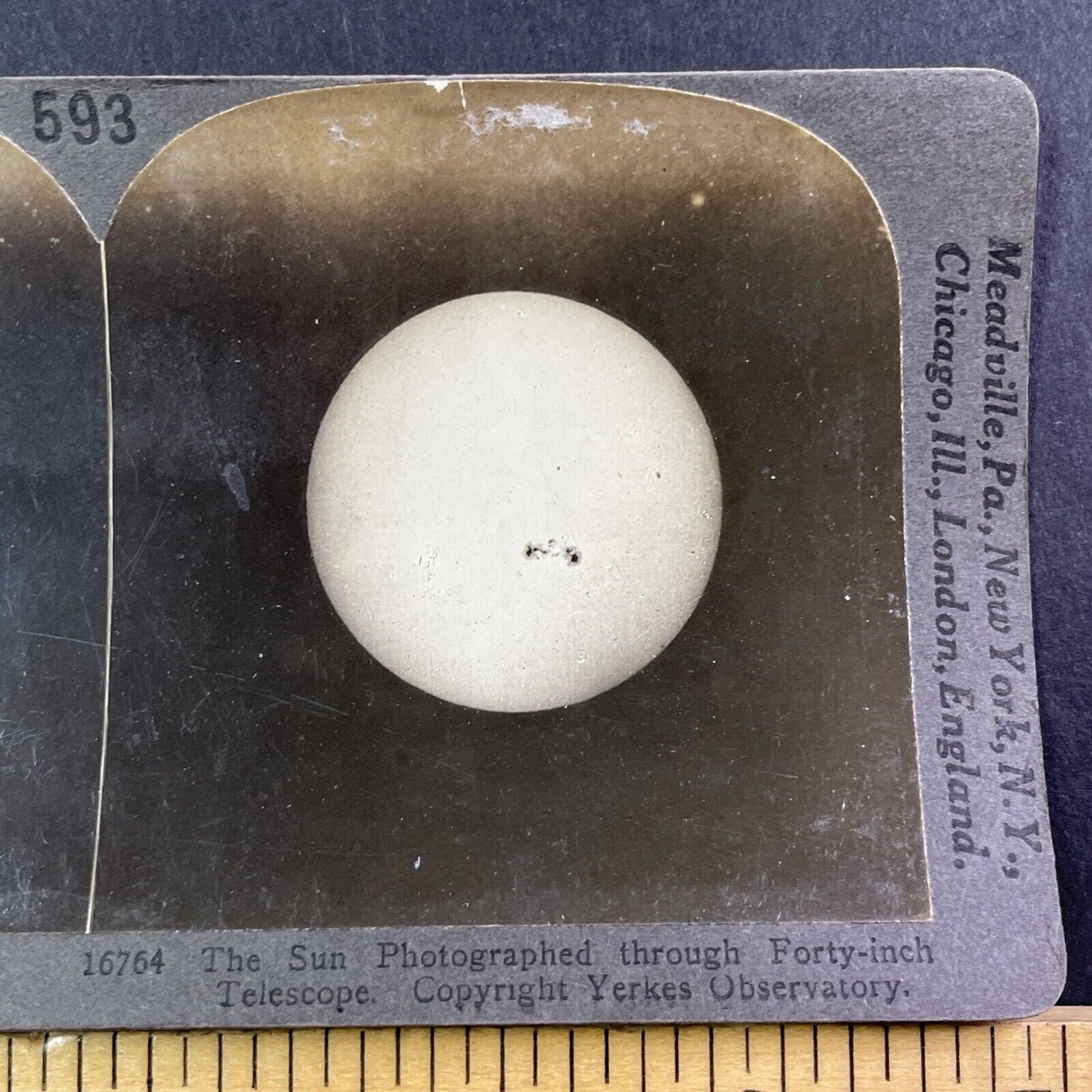 First Close-Up Photo of the Sun Stereoview E.E. Barnard Antique c1898 X3809