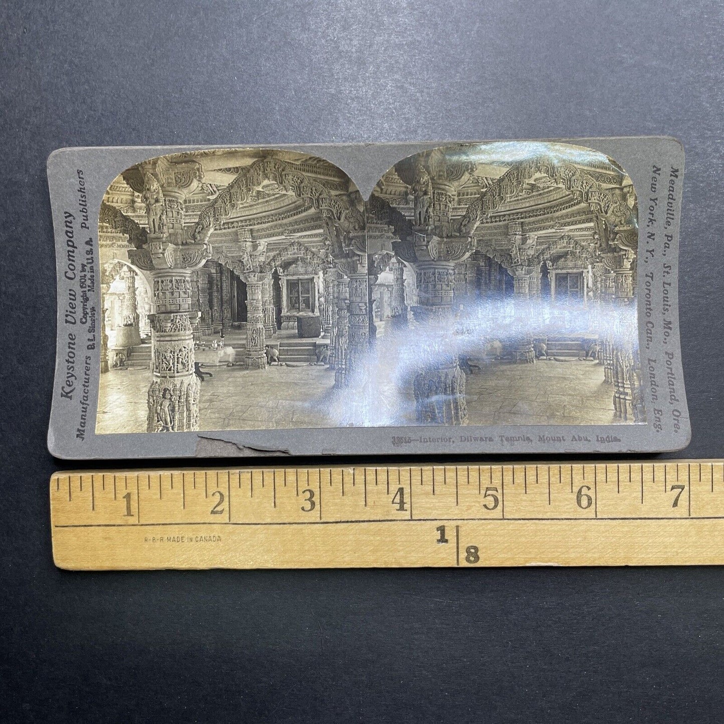 Antique 1901 Dilwara Temple Mount Abu India Stereoview Photo Card P1209