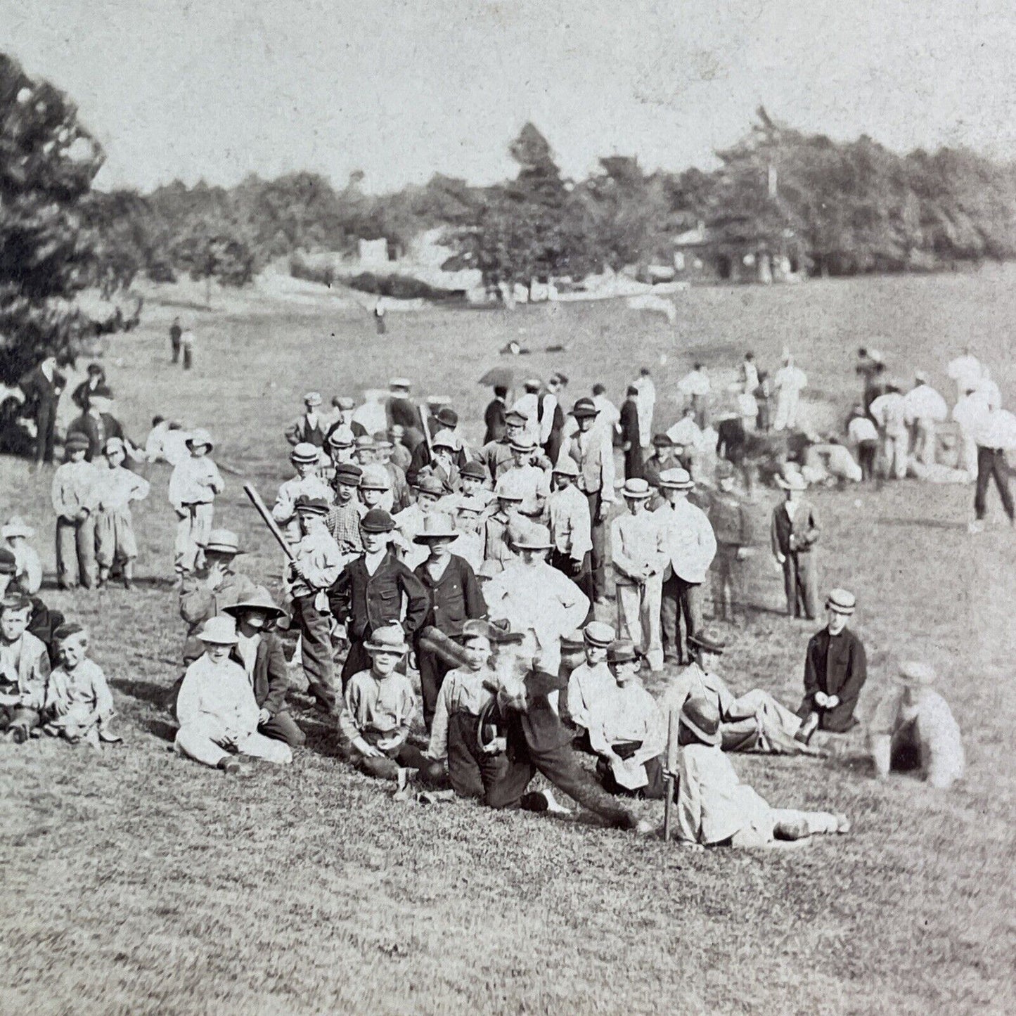 New York Knickerbockers? Central Park NY Stereoview Baseball Antique c1867 X4184