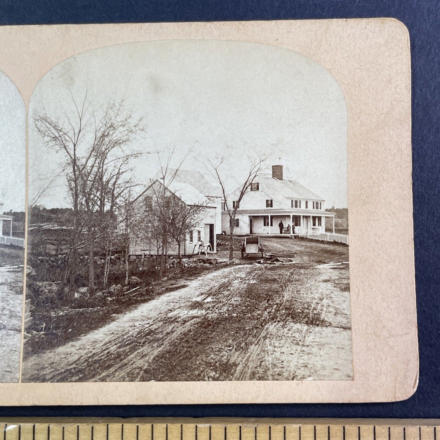 Farm House in Massachusetts or New Hampshire Stereoview Antique c1870s Y1318