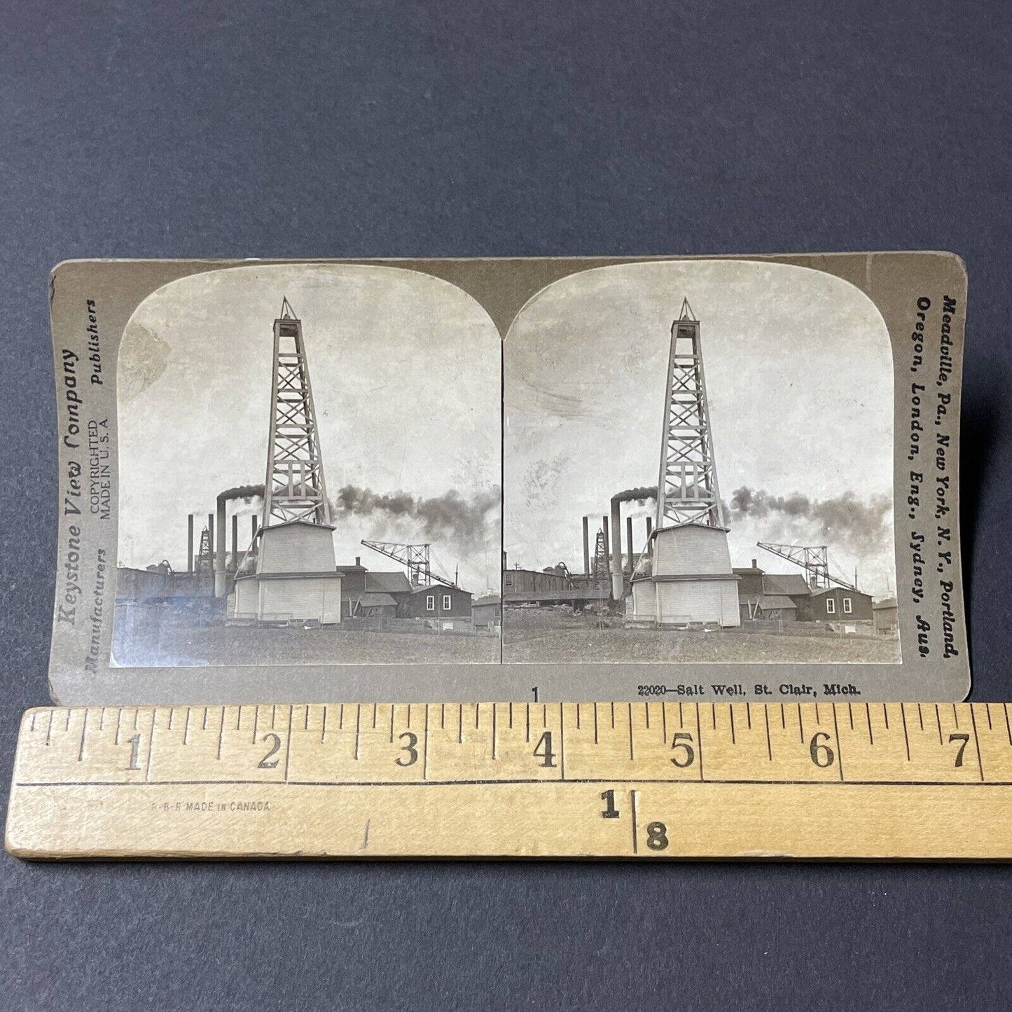 Antique 1920s Salt Well Factory St. Clair Michigan Stereoview Photo Card V1814