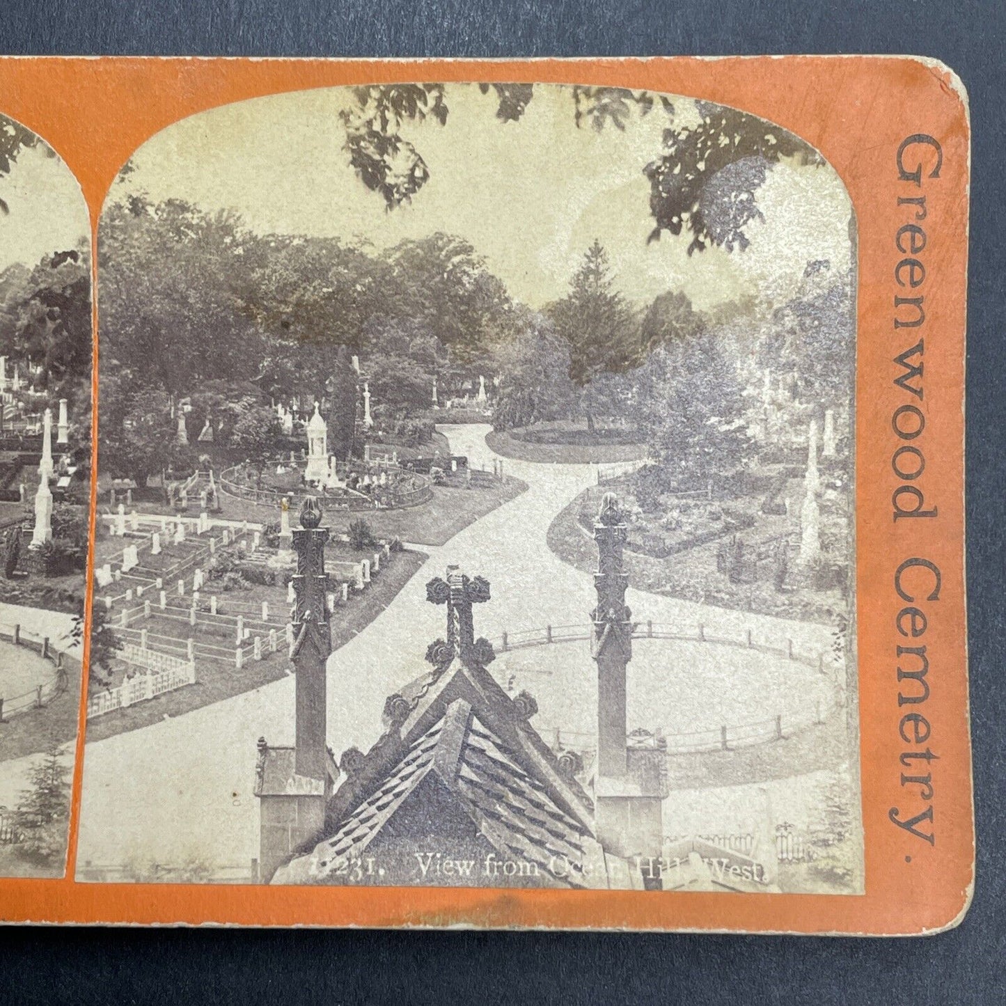 Antique 1880s Greenwood Green-Wood Cemetery Brooklyn Stereoview Photo Card P1557