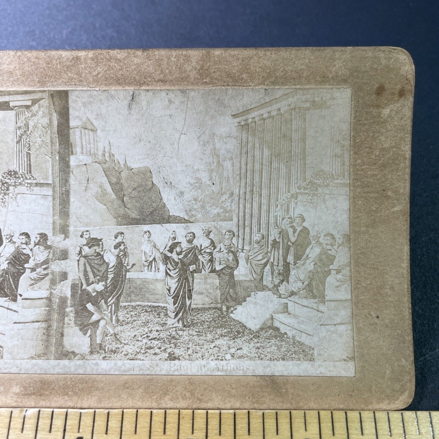 Antique 1860s St. Paul's Speech In Athens Greece Stereoview Photo Card P3412