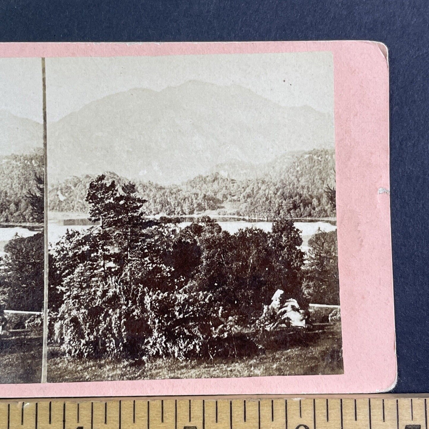 Ben Venue Mountain Scotland Stereoview Loch Lomond Antique c1865 X3192