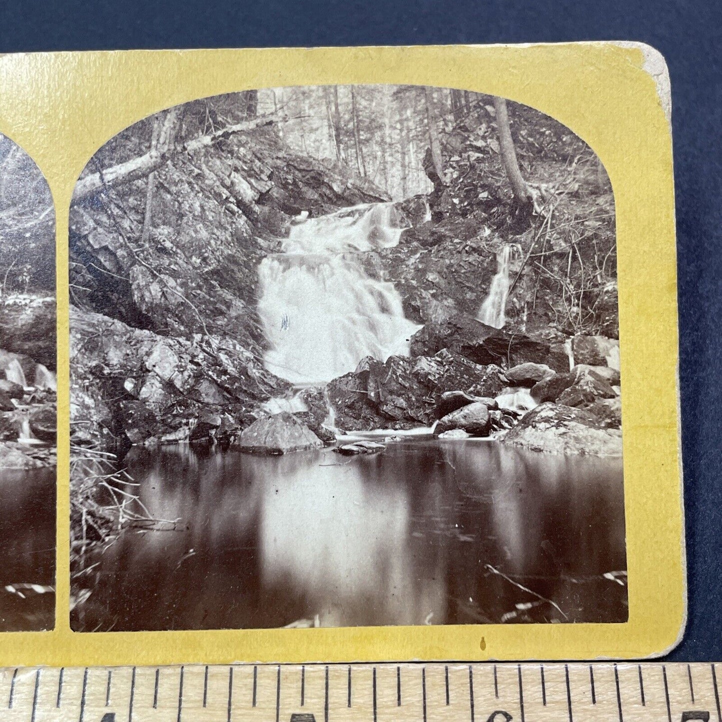 Antique 1870s Ellens Falls Hobbs Brook New Hampshire Stereoview Photo Card V2082