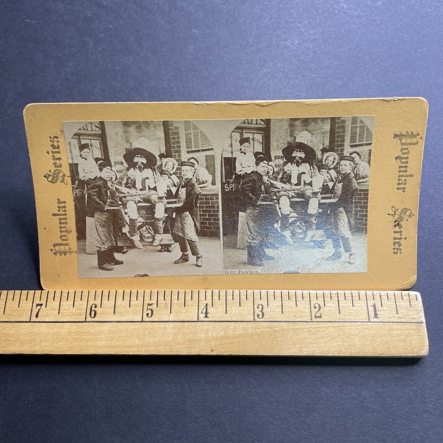 Antique 1860s Guy Fawkes Day Night Celebration Stereoview Photo Card P2094