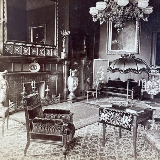 Antique 1890s The Red Room The White House DC Stereoview Photo Card P5065