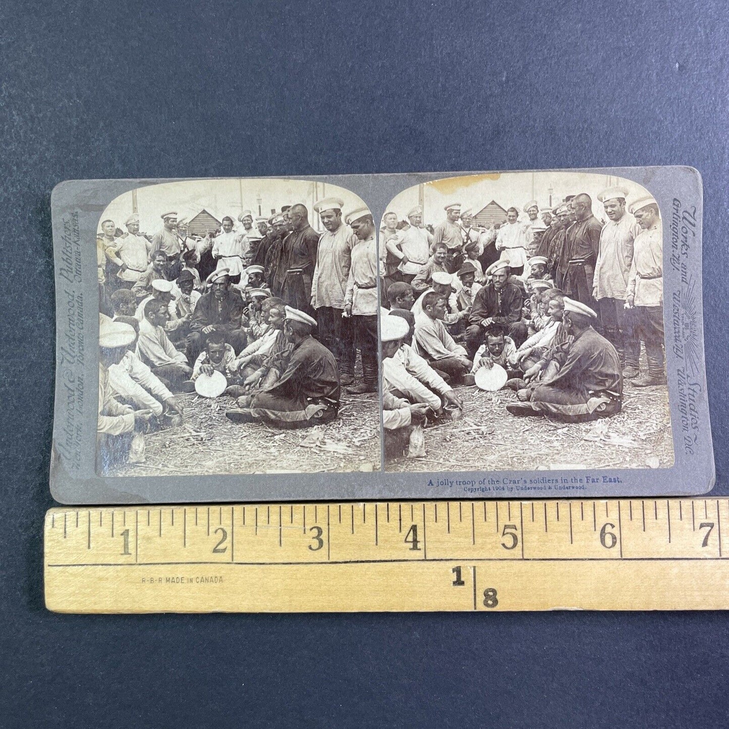 Russian Soldiers Laughing Stereoview Russo-Sino War Antique c1904 X4222