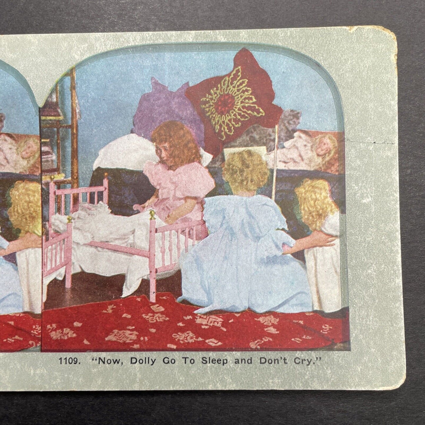 Antique 1892 Young Girls Having A Slumber Party Stereoview Photo Card P1235