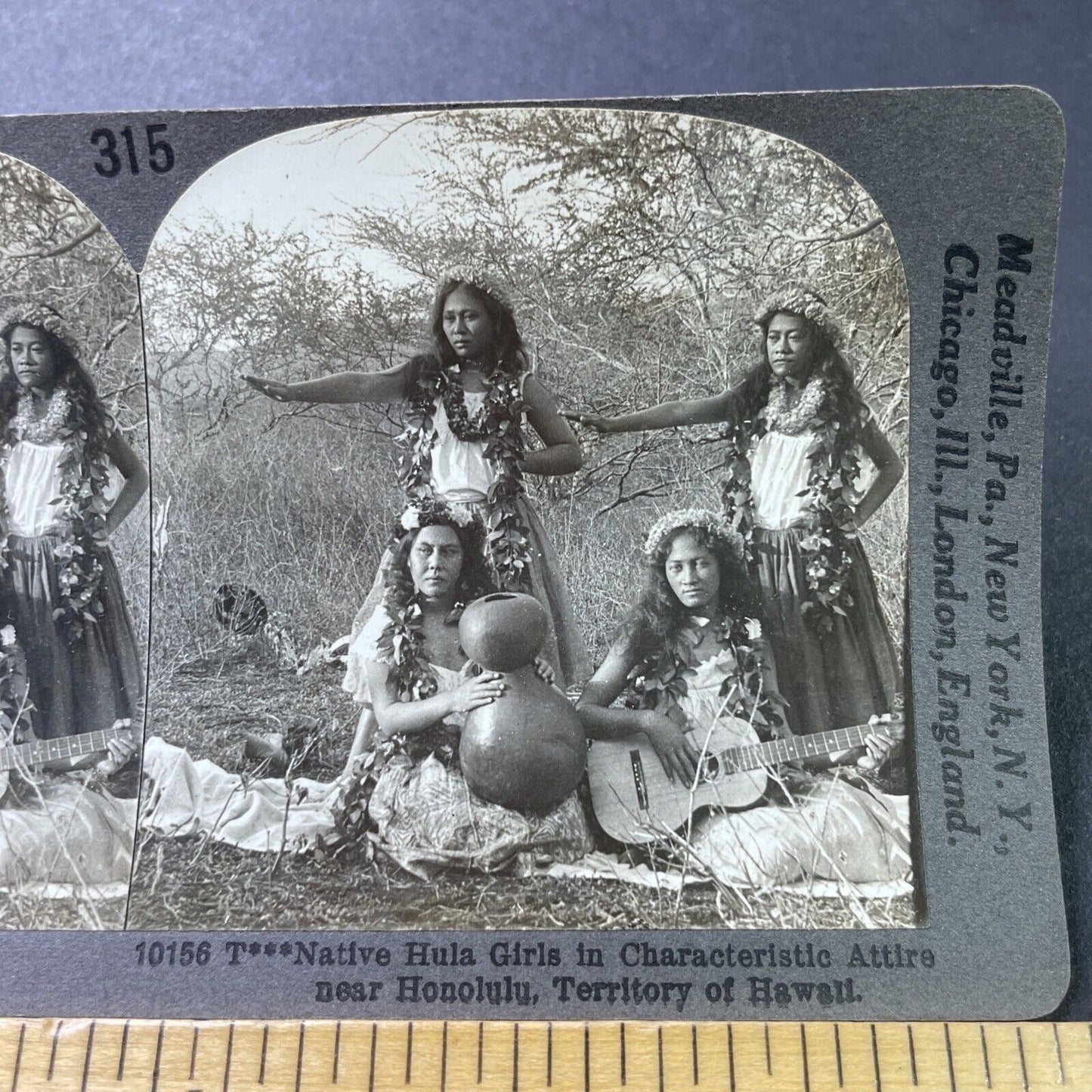 Antique 1910s Native Hawaiian Women Dancing Stereoview Photo Card P3169