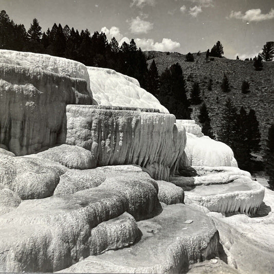 Antique 1910s Mammoth Hot Springs Yellowstone WY Stereoview Photo Card V2182