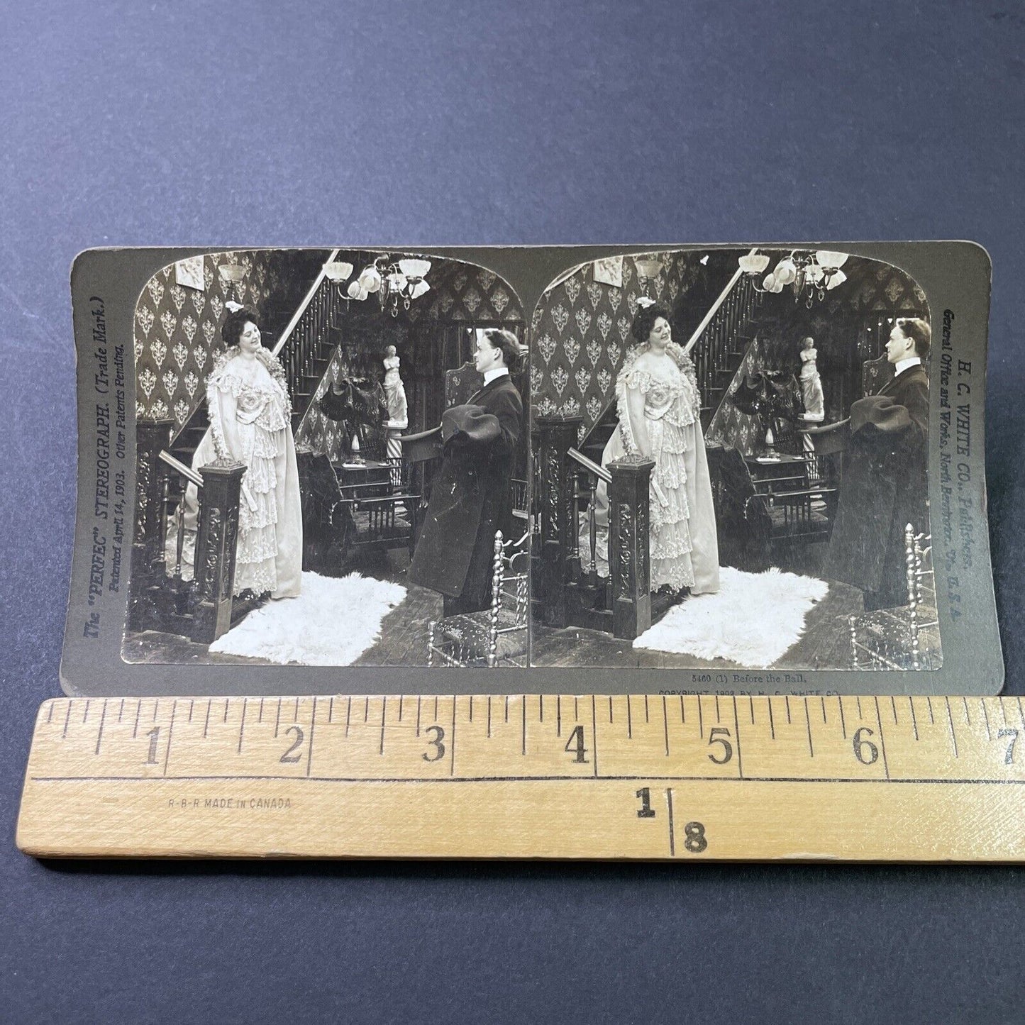 Antique 1902 Man Picks Up Woman For The Ball Stereoview Photo Card P2886