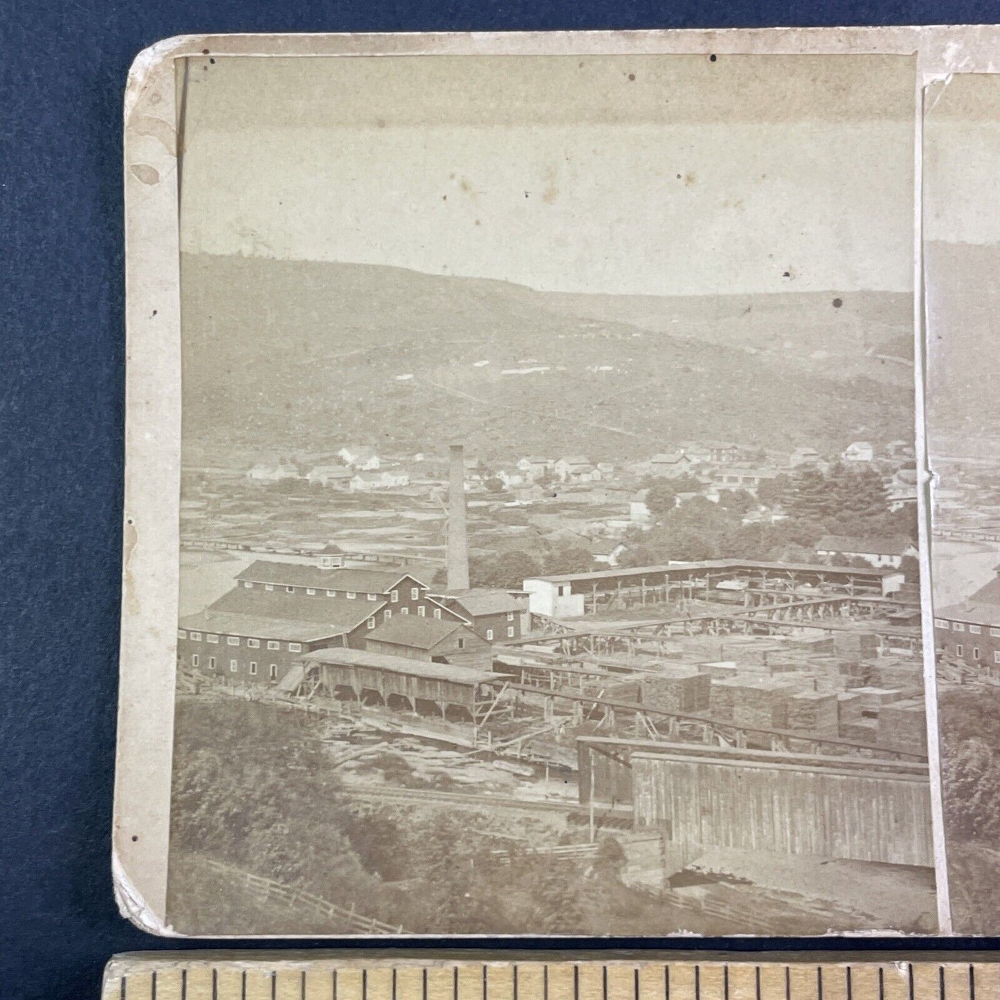 Lumber Mill Near Quincy Illinois Stereoview Antique c1870s Y2836