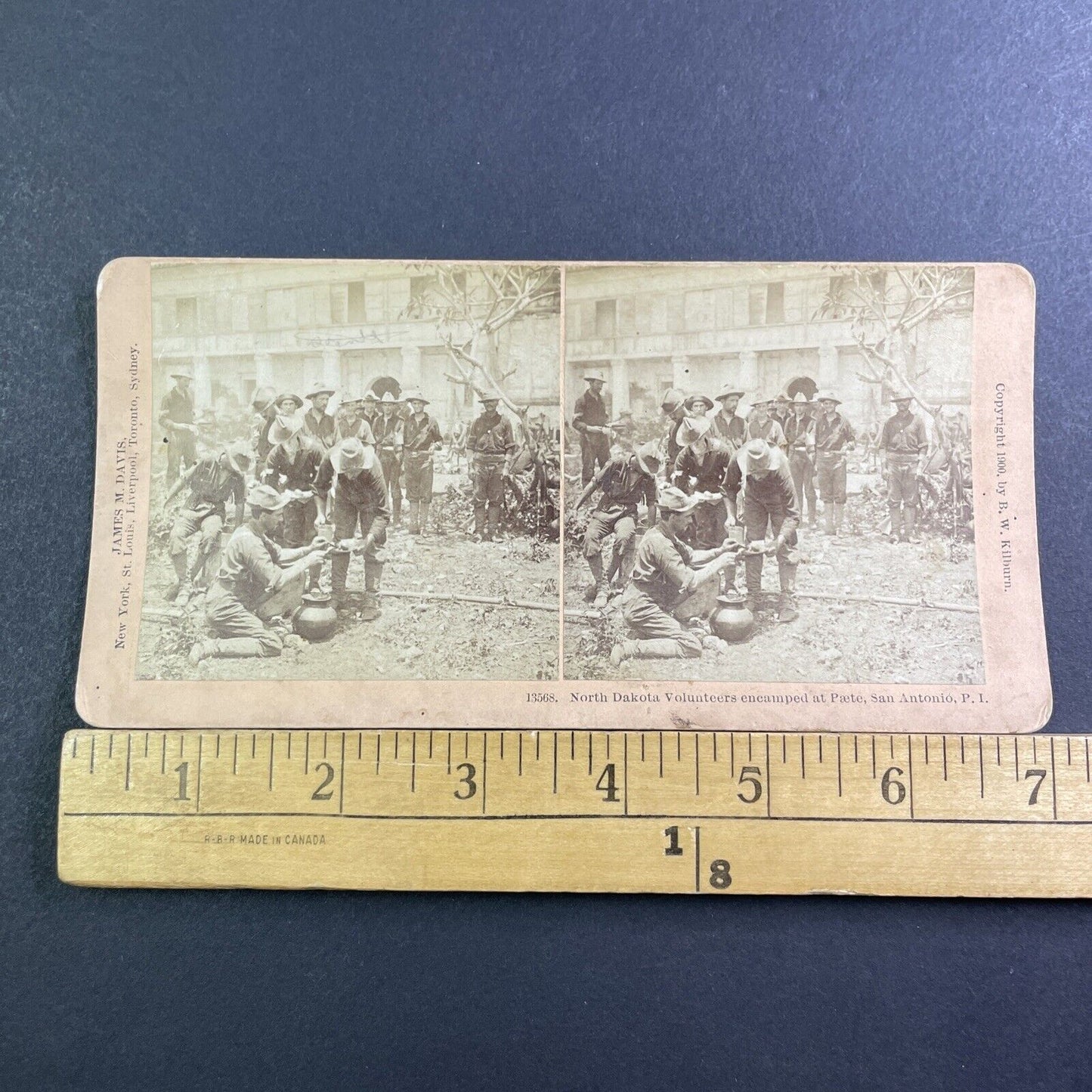 North Dakota National Guard Soldiers Stereoview James Davis Antique c1900 X1514