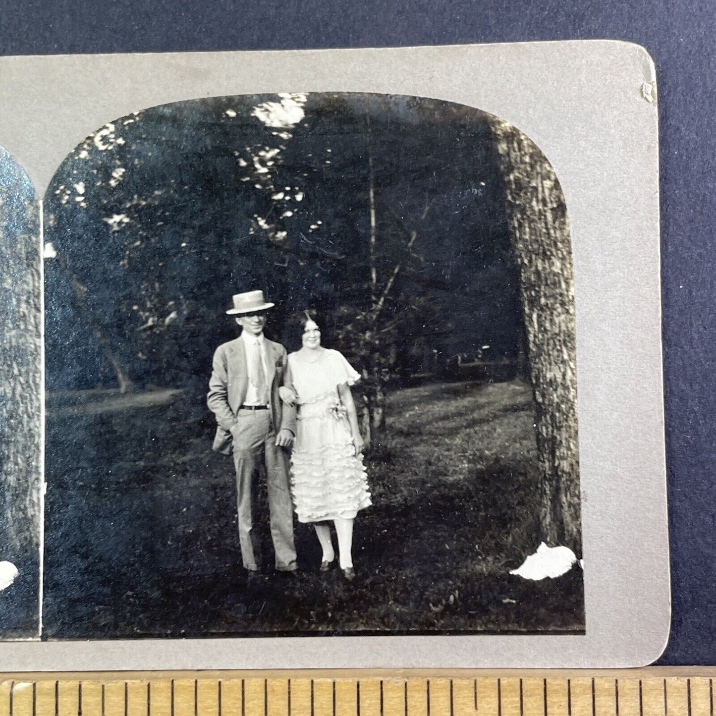 Young Couple In Rochester Minnesota Stereoview Antique c1910 X1591