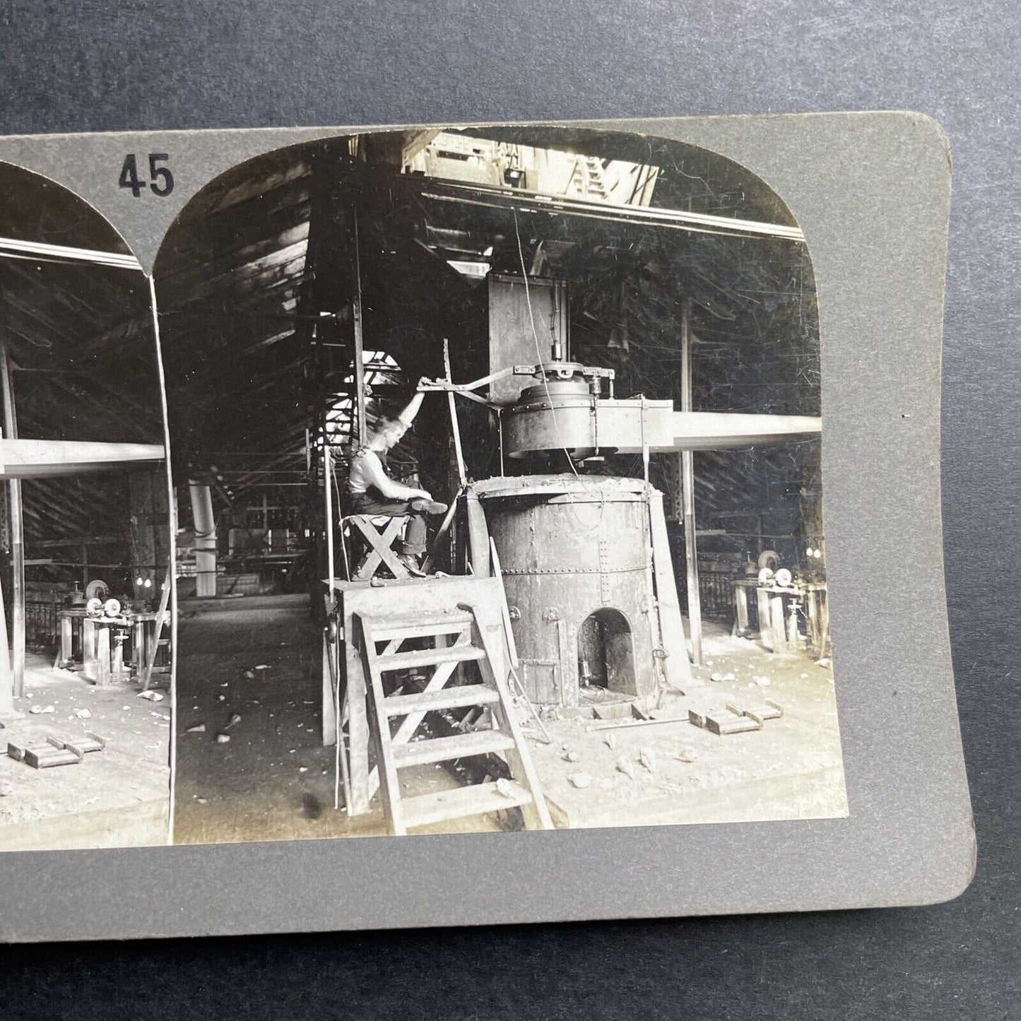 Antique 1908 Gold Silver Bullion Bar Kiln Press Stereoview Photo Card P1530