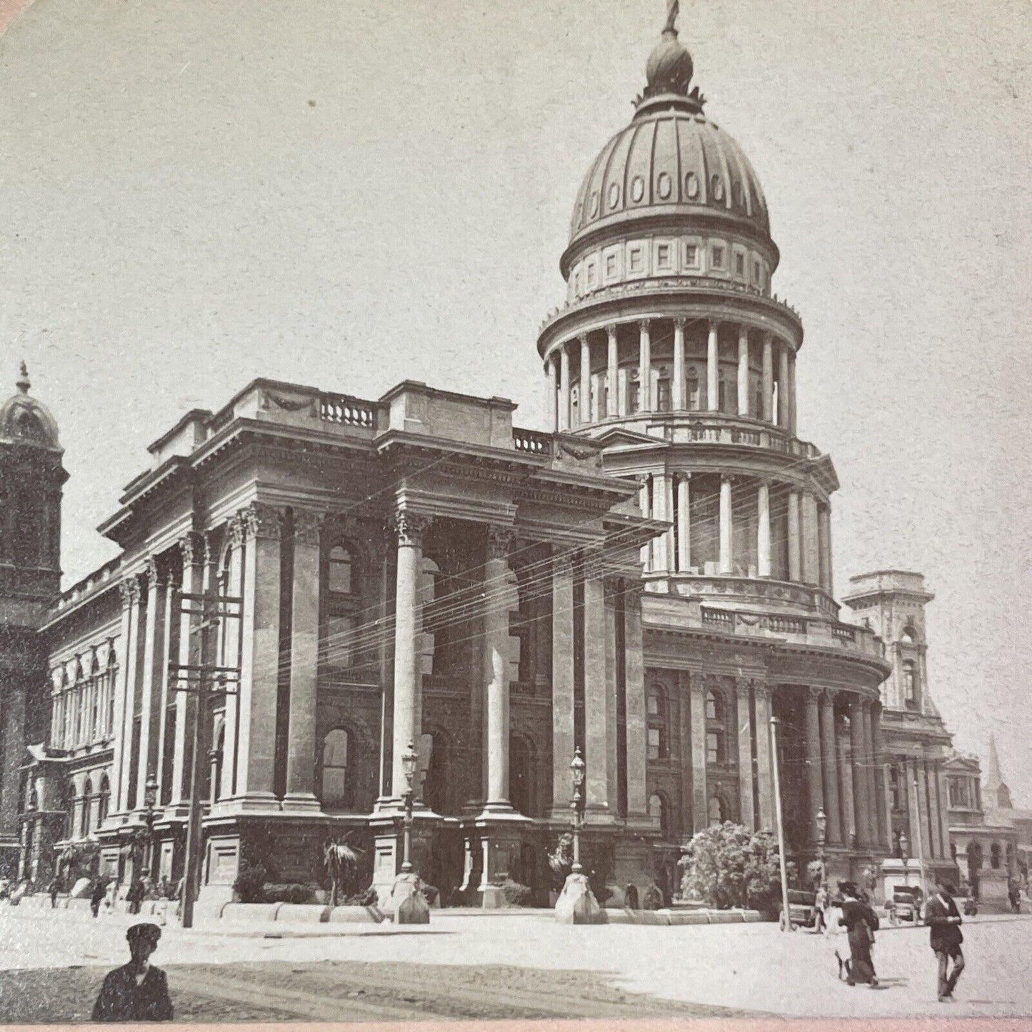 San Francisco City Hall Larkin Street Stereoview Photo Card Antique 1906 X807