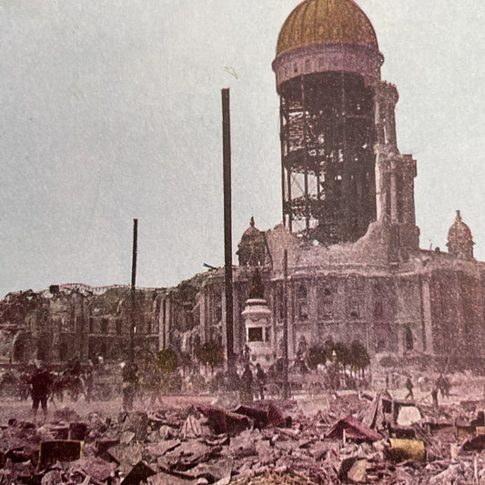 Antique 1910s San Francisco Earthquake City Hall Stereoview Photo Card 2300-10