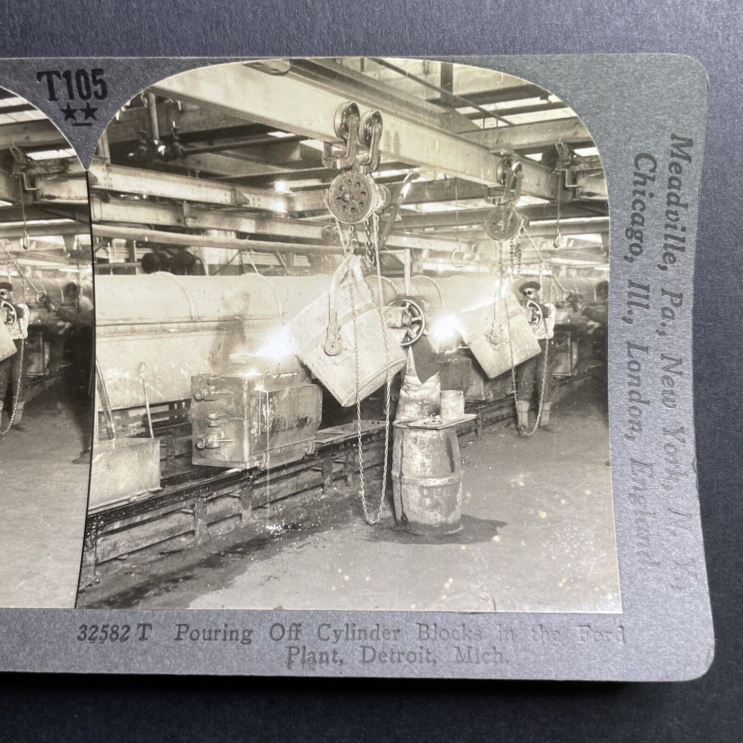 Antique 1929 Ford Engine Plant Detroit Michigan Stereoview Photo Card P1681