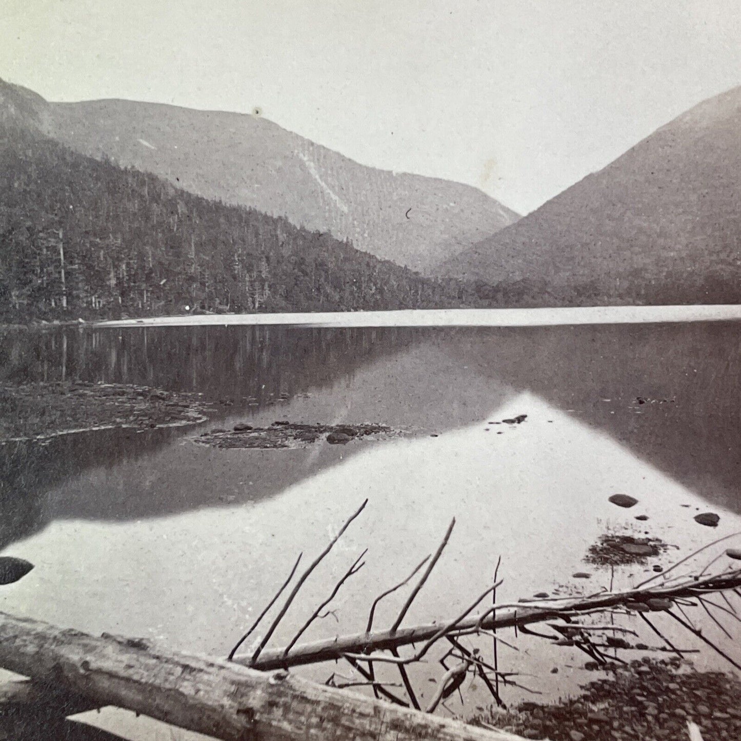 Echo Lake Franconia Notch New Hampshire Stereoview N.W. Pease c1870s Y925