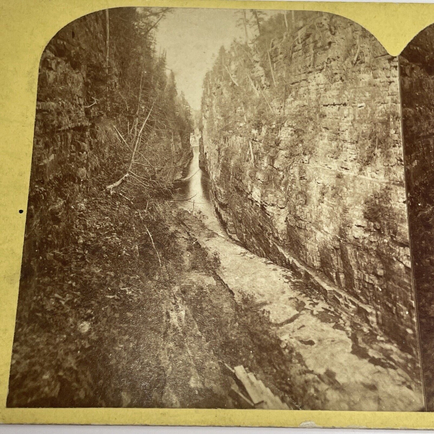 Antique 1870s Ausable Chasm New York First Known Photo Stereo View Card PC439